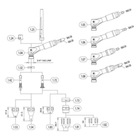 Palnik spawalniczy TIG, chłodzony wodą R-TIG 12-450SC 4m Schweisskraft kod: 1465456 - 3